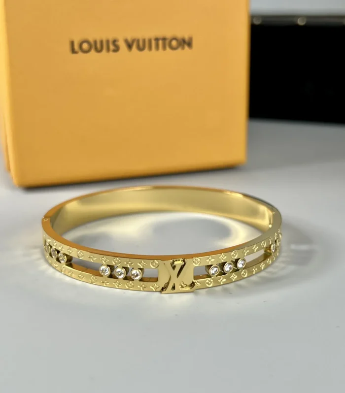 Monogram Wide Bracelet White Gold