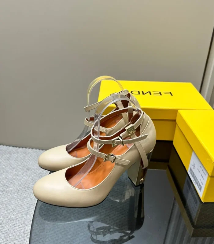 FENDI DELFINA HIGH-HEELED 85 MM SANDAL IN BEIGE LAMBSKIN
