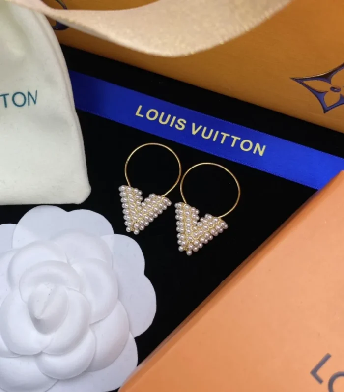 LV Pearl Letter V Earrings