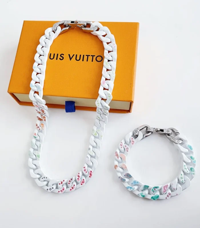 Cuban White Necklace Bracelet