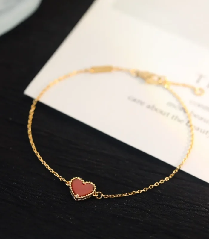 VCA Mini Heart Carnelian Bracelet