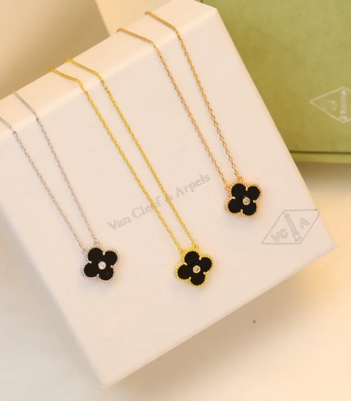 VCA Clover Diamond Necklace Black