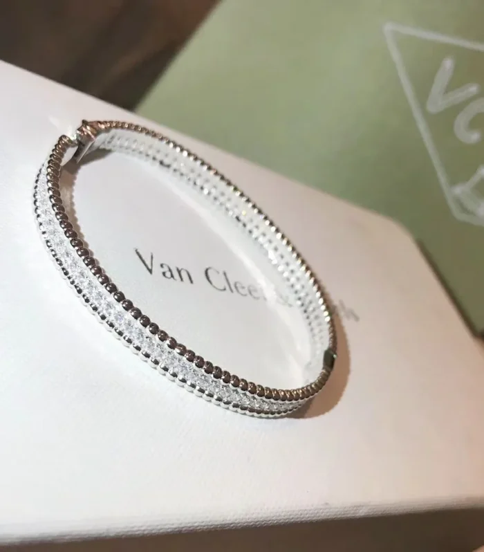 VCA Beaded Diamond Narrow Bangle