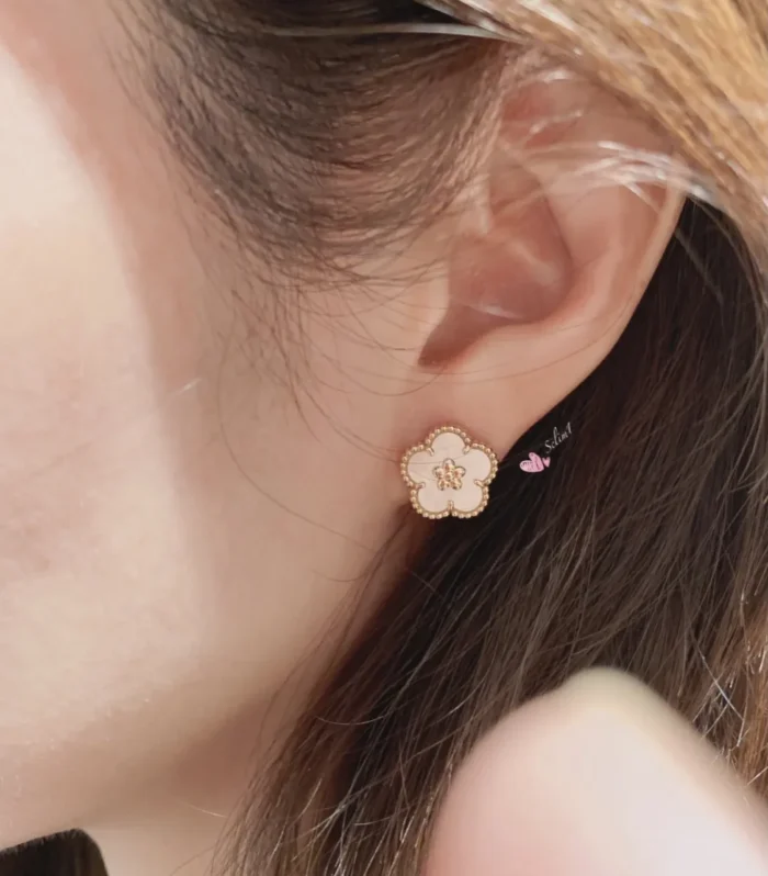 Plum Flower Earrings Mother-of-Pearl
