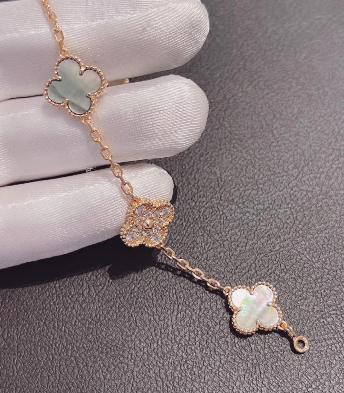 Mother-of-Pearl Diamond Floral Bracelet