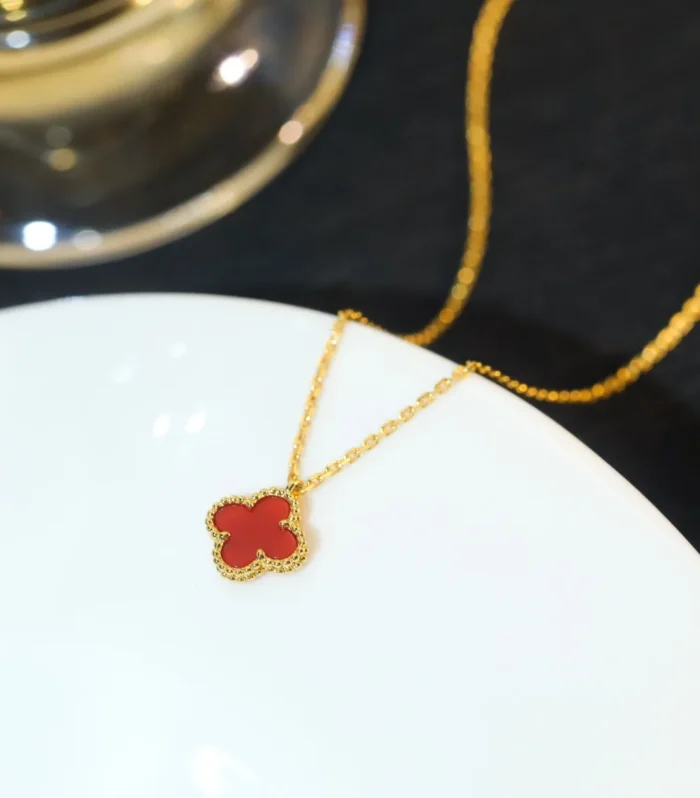 Mini Clover Carnelian Necklace