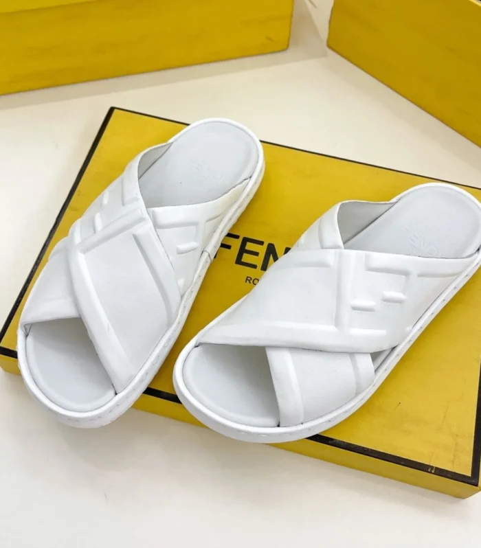 FENDI CROSSOVER SLIPPER IN WHITE CALFSKIN