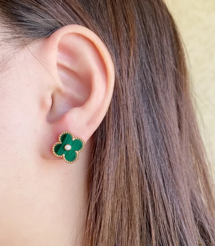 Alhambra Malachite Diamond Earrings
