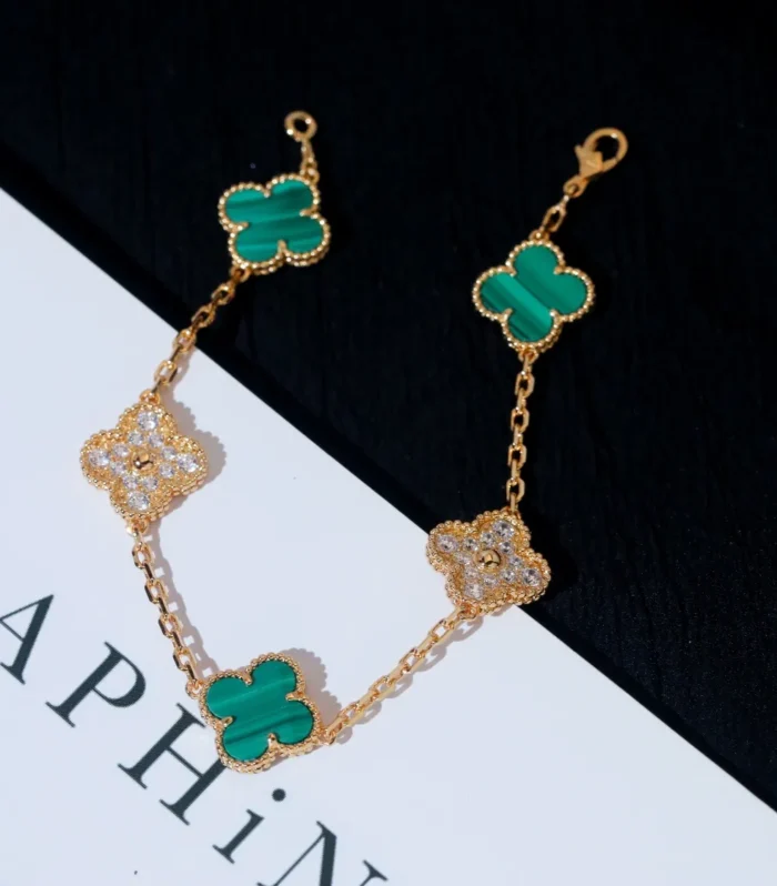 Alhambra Malachite Diamond Bracelet