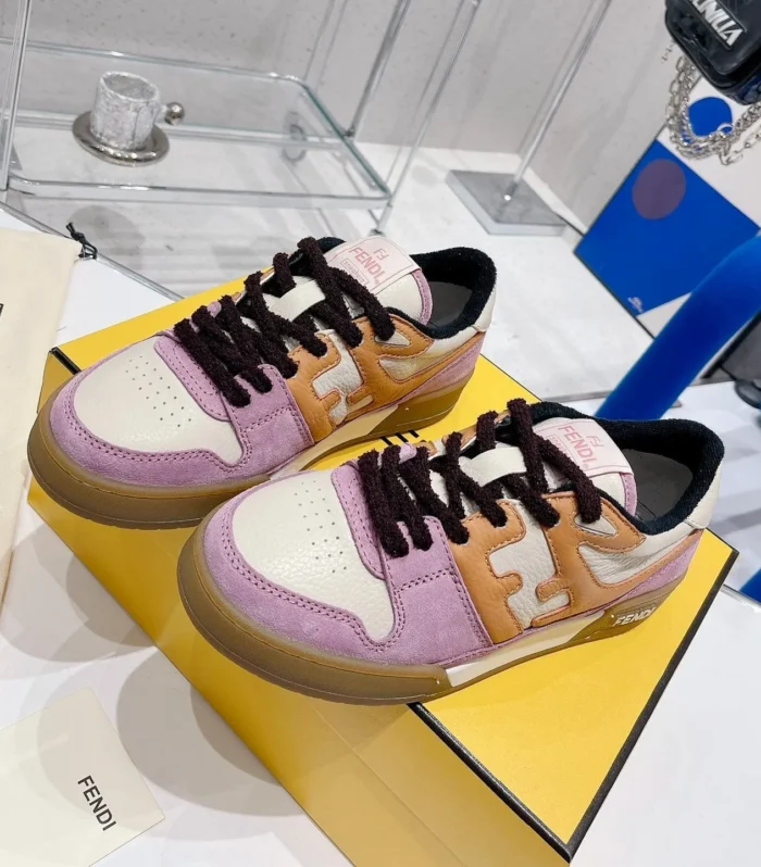 FENDI CASUAL SNEAKER IN COLORFUL CALFSKIN AND SUEDE