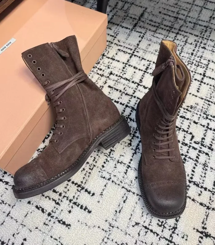 Miu Ankle Boots Earth Brown Suede