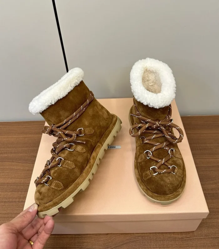 Miu Ankle Boots Brown Coffee Milk Suede