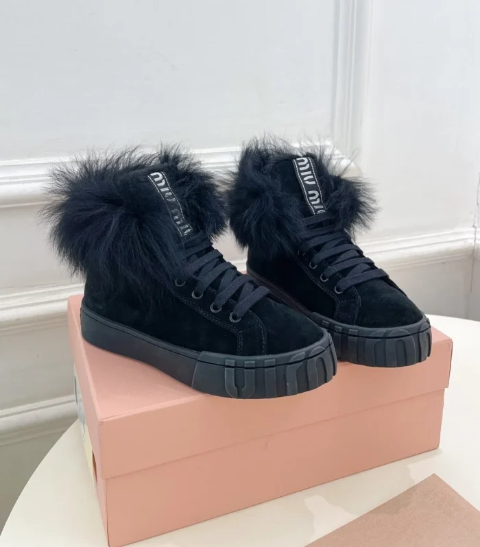Miu Ankle Boots Black Wool