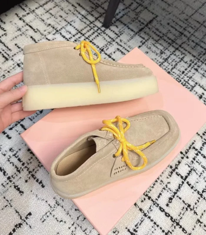 Miu Ankle Boots Beige Cow Suede