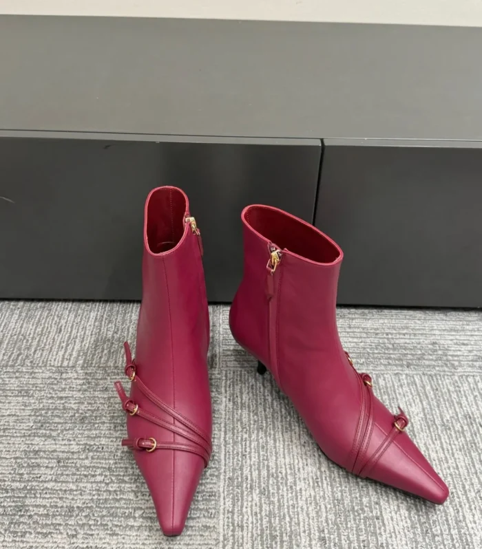 Miu 40 short boots deep magenta or berry cowhide 417983