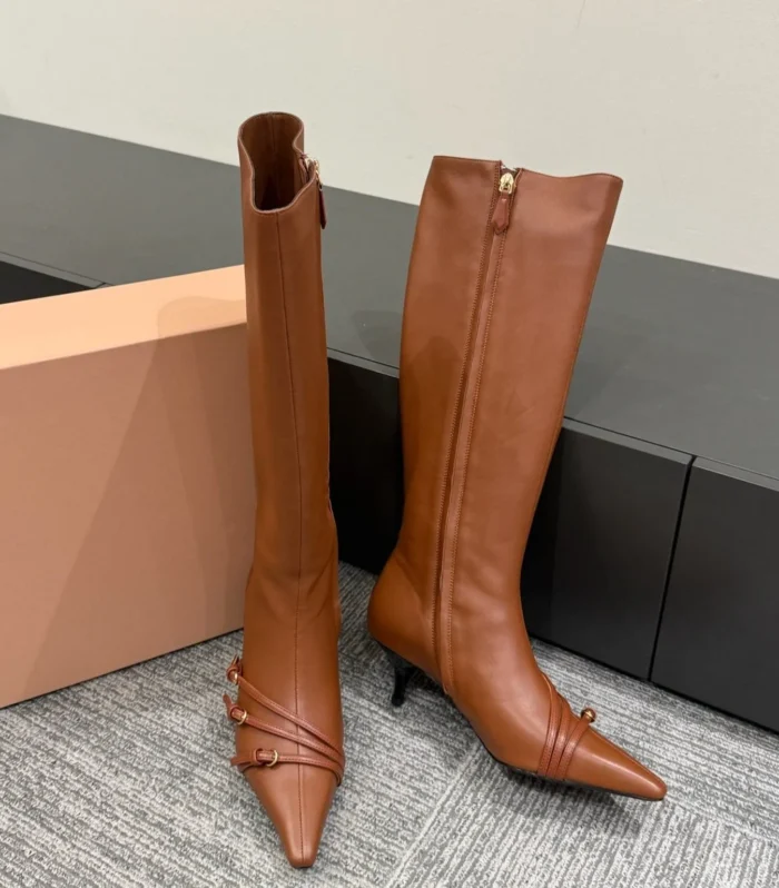 Miu 40 knee high boots brown cowhide