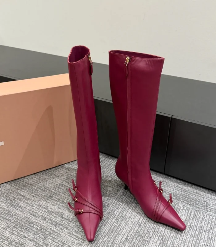 Miu 40 knee high boots berry cowhide