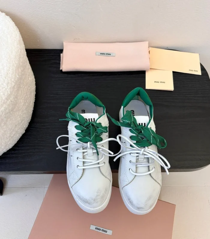Miu 25C Sneakers White mix Green Leather 235747