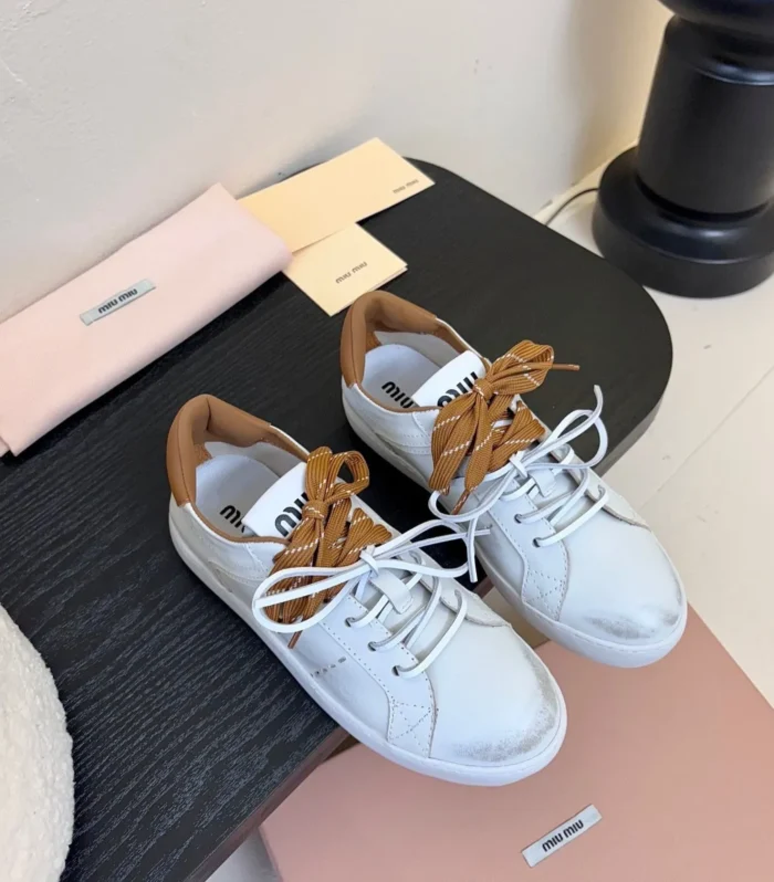 Miu 25C Sneakers White mix Brown Leather 235748