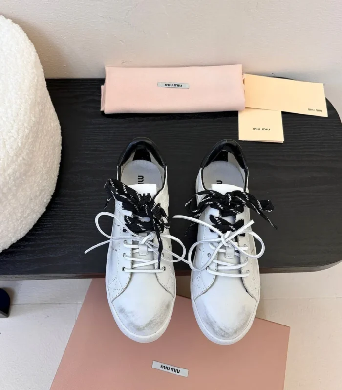 Miu 25C Sneakers White mix Black  Leather 235749