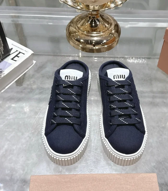 Miu 25C Sneaker Mules Night Blue Demin Fabric 235315