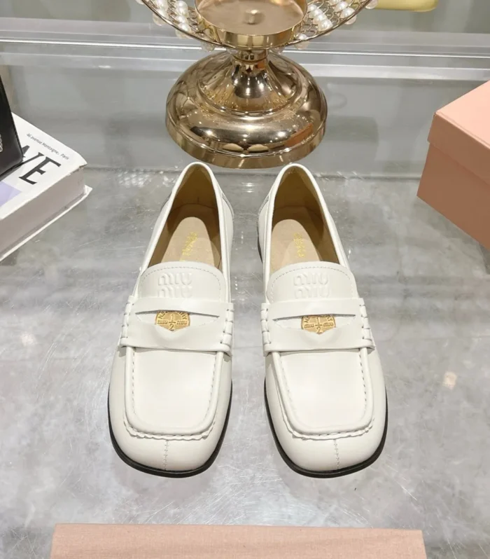 Miu 25C Loafers White Cowhide 235304