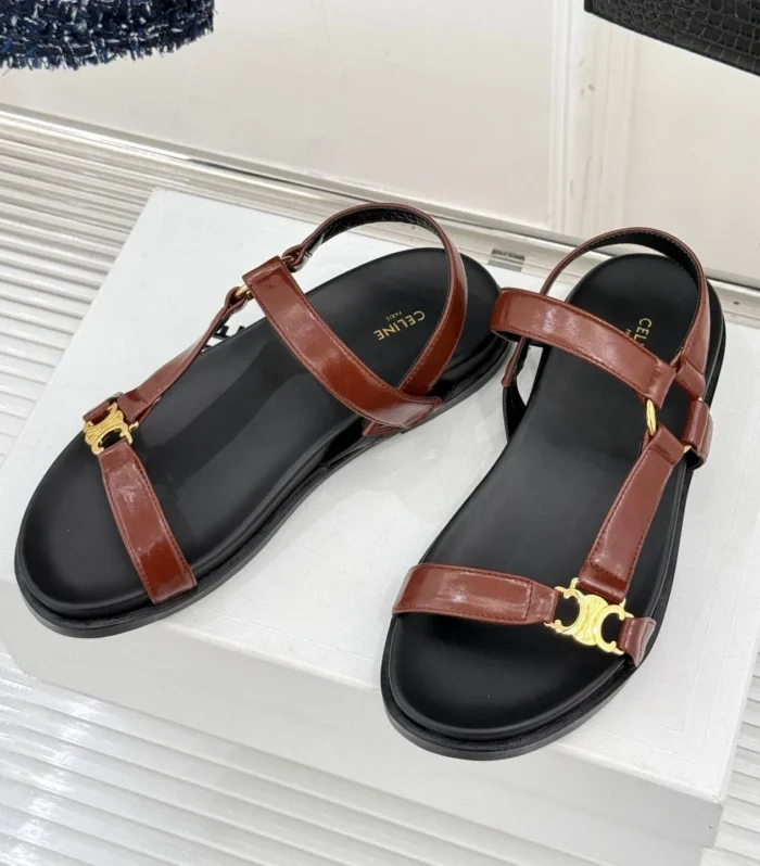 CELINE Maud Sandal Red Brown Leather 285903