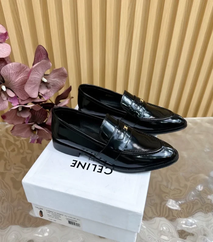 CELINE Loafers Black Leather 285917