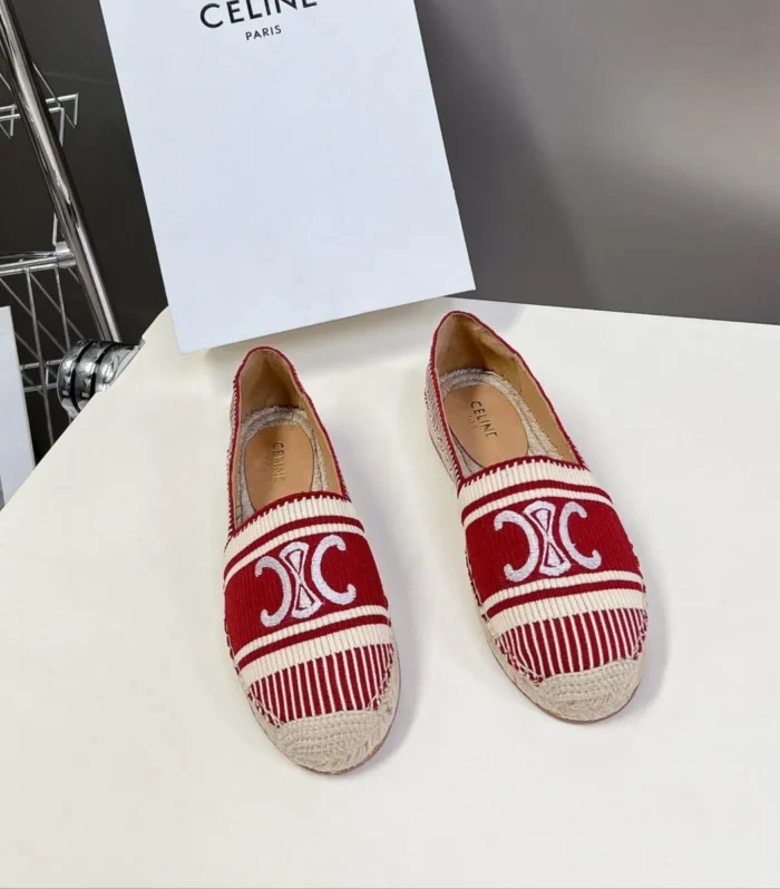 CELINE Espadrillas Loafers Red Line Canvas 285936