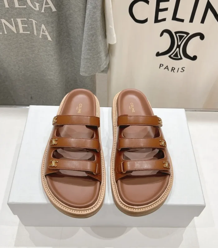 CELINE Dad Sandal Mule Chocolate Cowhide 236754