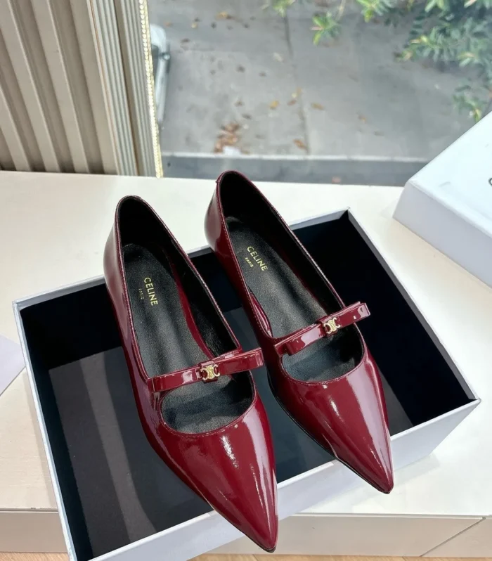 CELINE Ballet Flats Red Patent Leather 285945