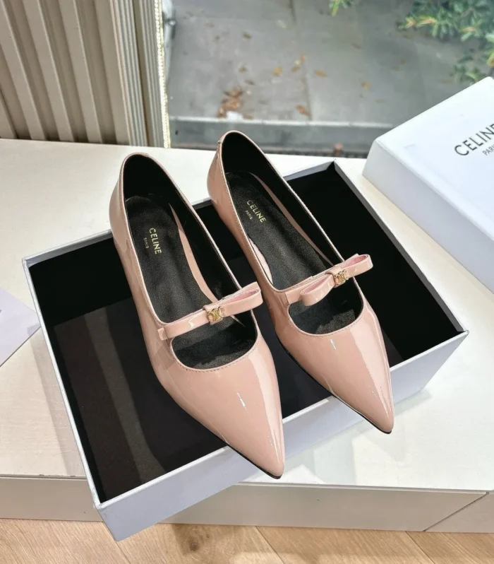 CELINE Ballet Flats Pink Patent Leather 285944