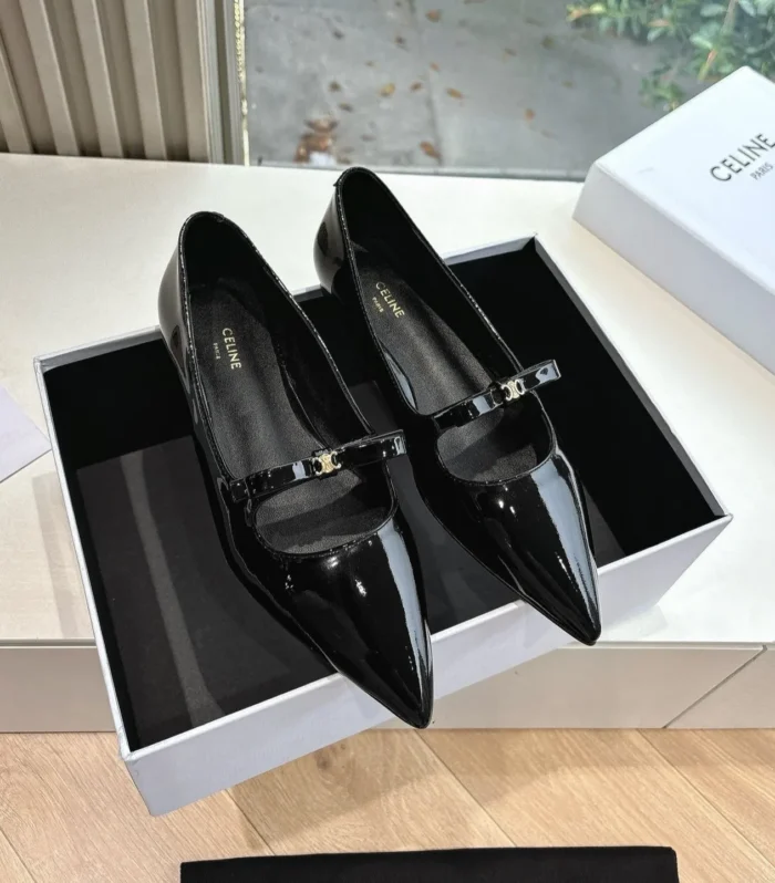 CELINE Ballet Flats Black Patent Leather 285943