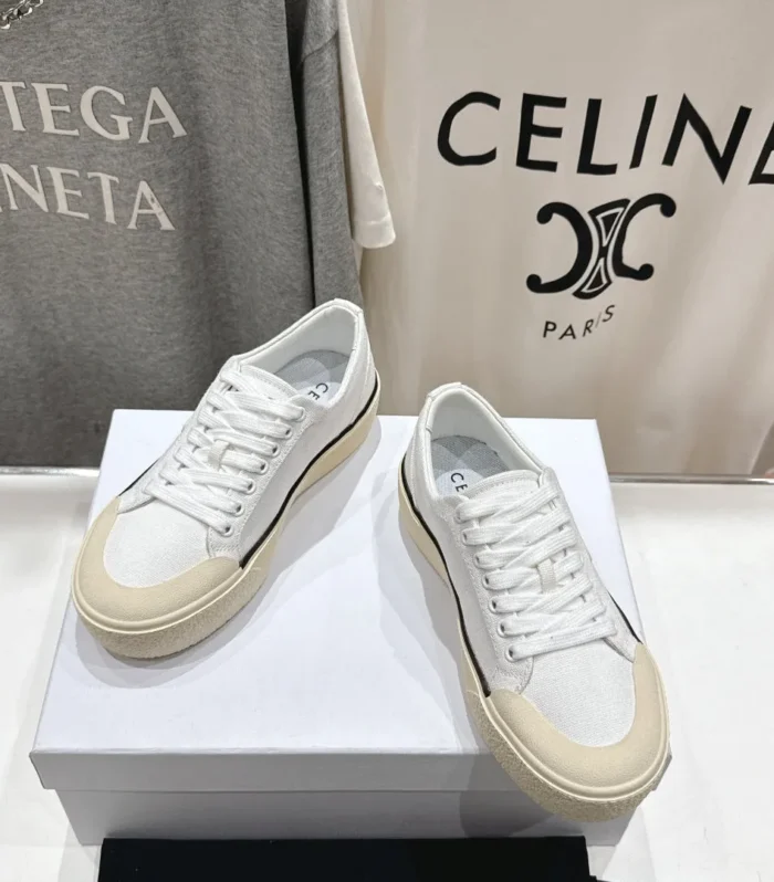 CELINE 25C Trainer Sneaker White Canvas 236763