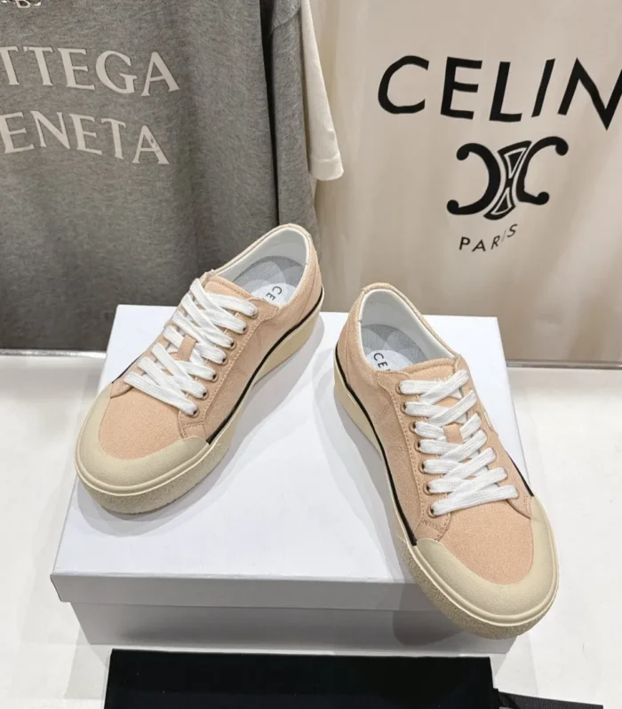 CELINE 25C Trainer Sneaker Sofr Apricot Canvas 236761