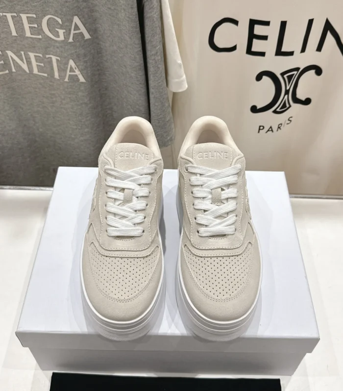 CELINE 25C SNEAKERS WITH WEDGE BEIGE SUEDE 236766