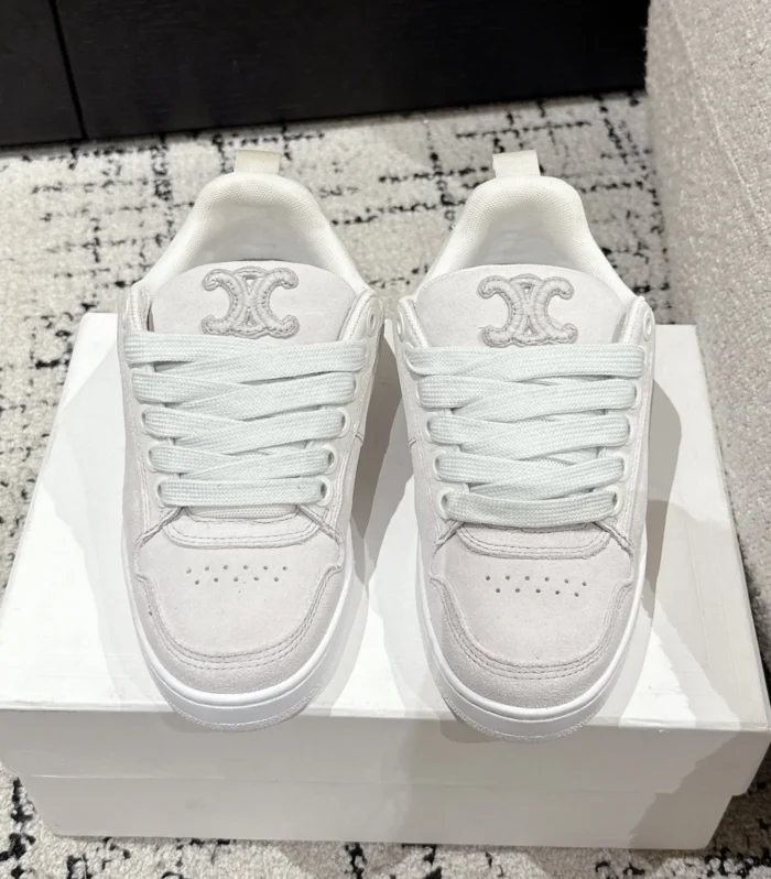 CELINE 25C Huntington Low Top Sneaker White Suede 232344