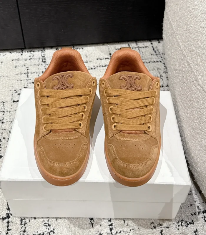 CELINE 25C Huntington Low Top Sneaker Copper Brown Suede 232345