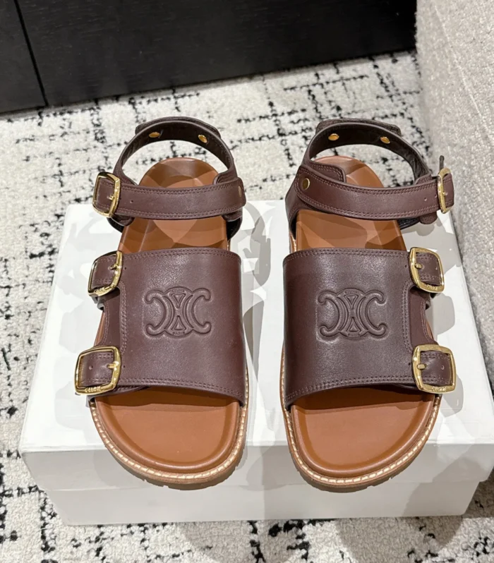 CELINE 25C Dad Sandal Mule Hickory Brown Cowhide 232352
