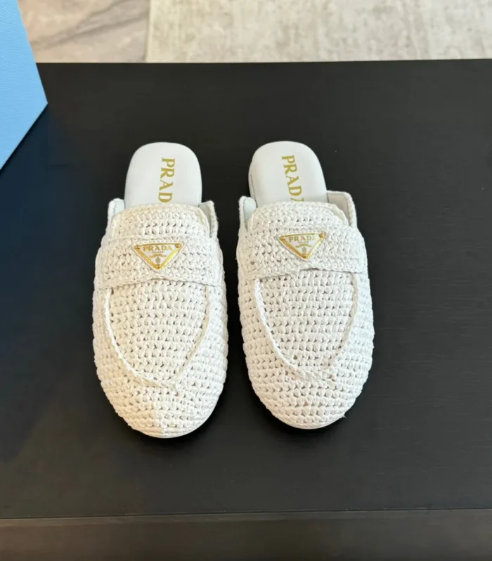 PRA CROCHET SPECIAL MULES WHITE LAMBSKIN