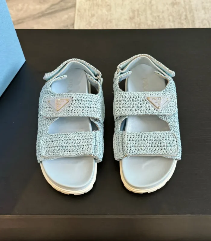PRA CROCHET SANDALS SKY CALFSKIN