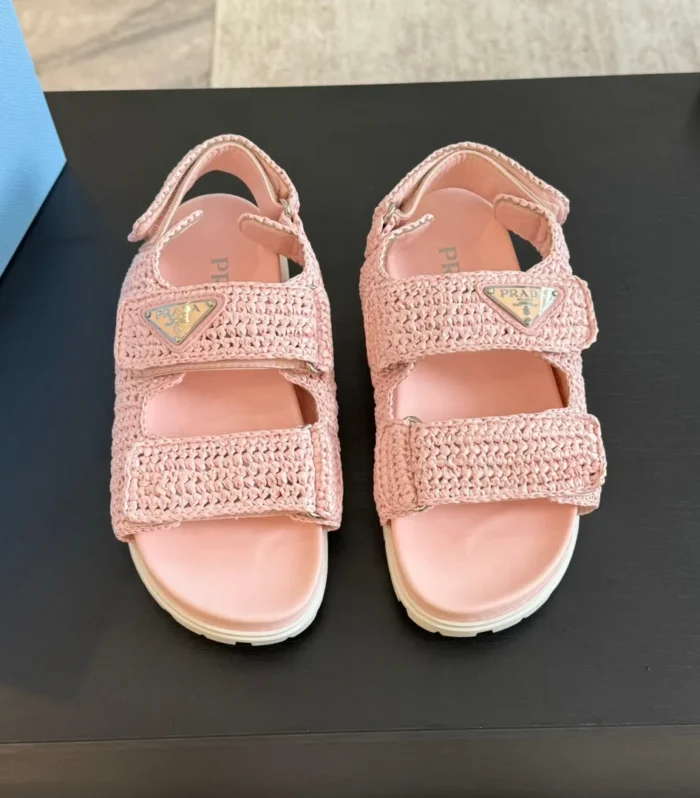 PRA CROCHET SANDALS LIGHT PINK CALFSKIN
