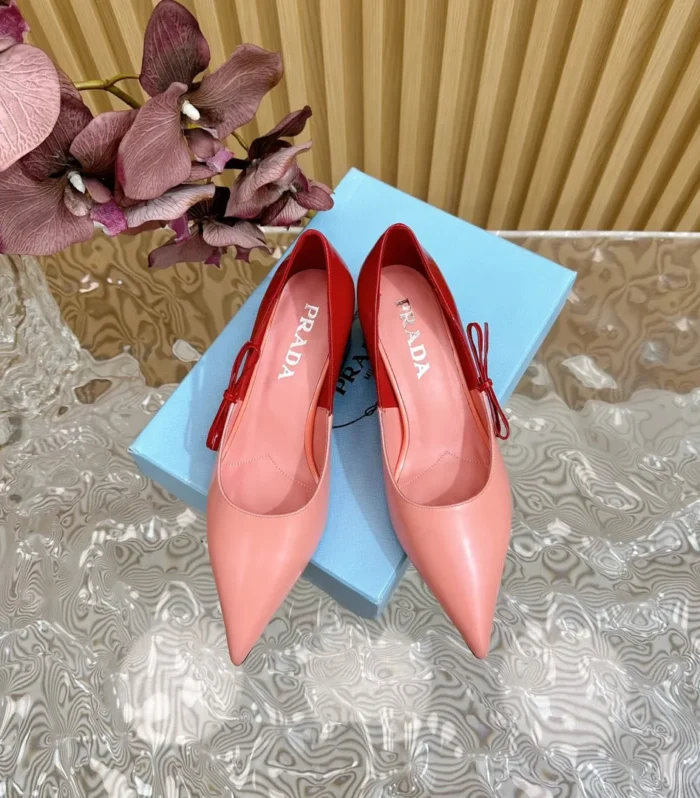 PRA BRUSHED PUMPS RED AND PINK CALFSKIN