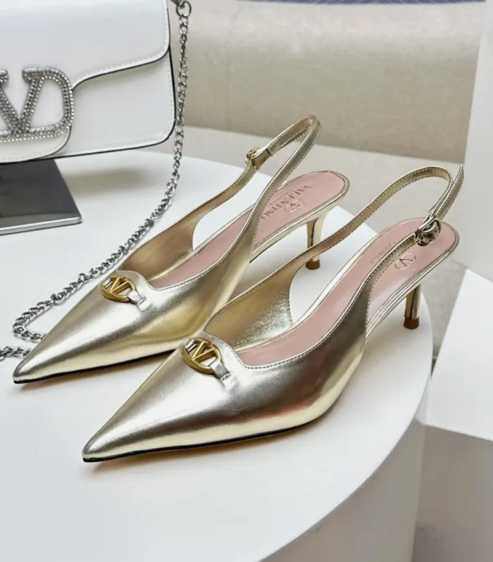 HIGH SLINGBACK 60MM IN GOLD CALFSKIN