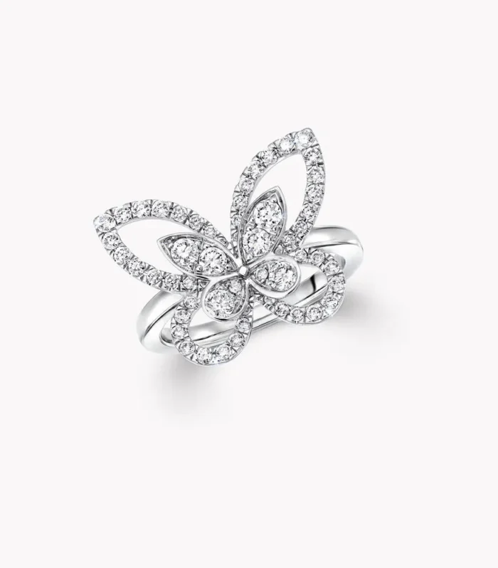 BUTTERFLY SILHOUETTE SILVER DIAMOND RING