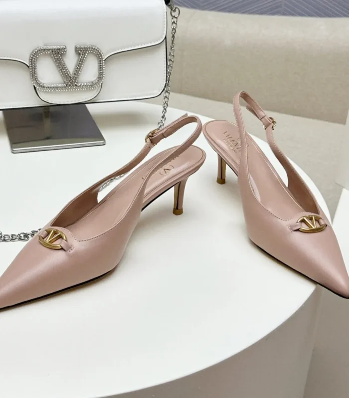HIGH SLINGBACK 60MM IN BLUSH PINK CALFSKIN