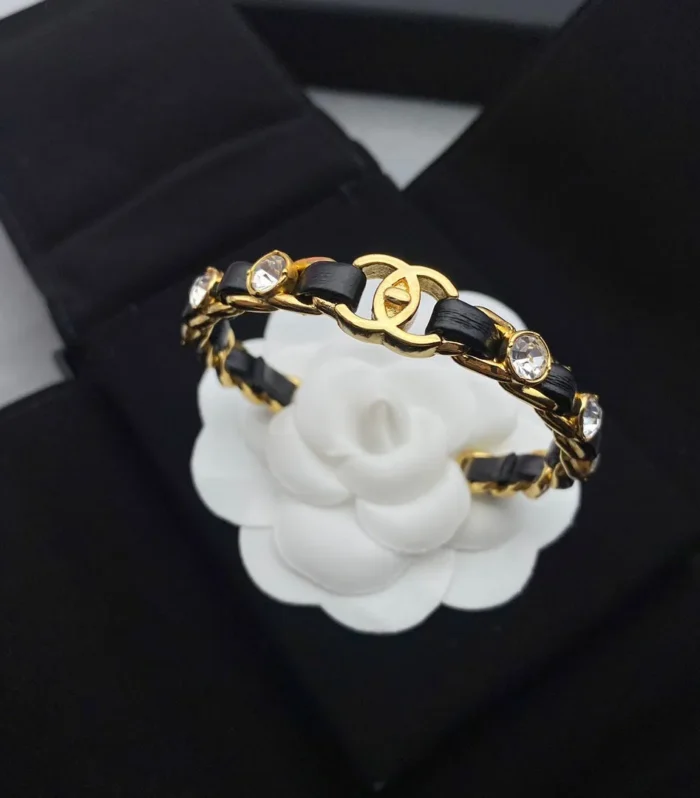 CC BLACK ROPE GOLD DIAMOND BRACELET