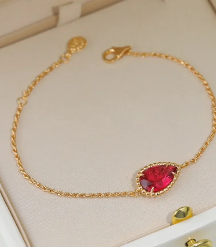 BOHEME CARNELIAN PINK GOLD CHAIN BRACELET