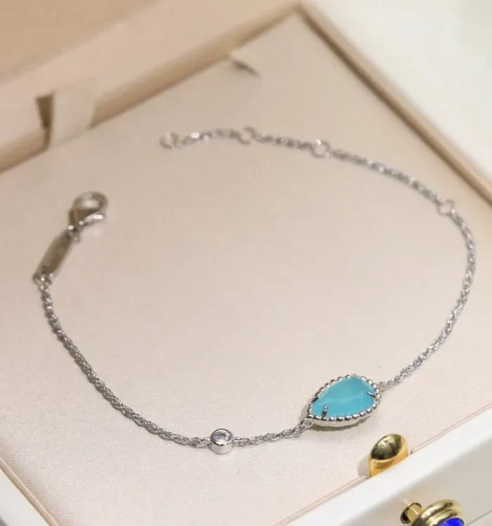 BOHEME AQUAMARINE SILVER CHAIN BRACELET