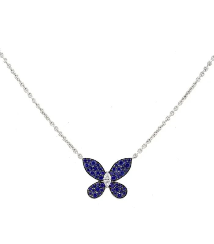 BUTTERFLY BLUE DIAMOND PAVED NECKLACE